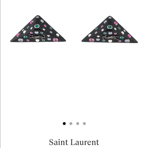 YSL Clip on triangle multi color black earrings - Picture 13 of 14